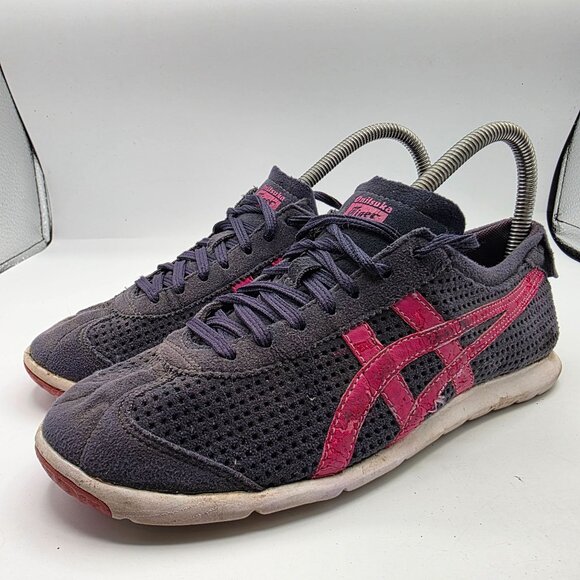 Asics Onitsuka Tiger Rio Runner Low Top Trainers Womens Size 7 Black Pink Shoes - Picture 4 of 13